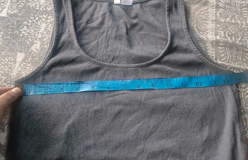 Grey Ribbed Tank Top