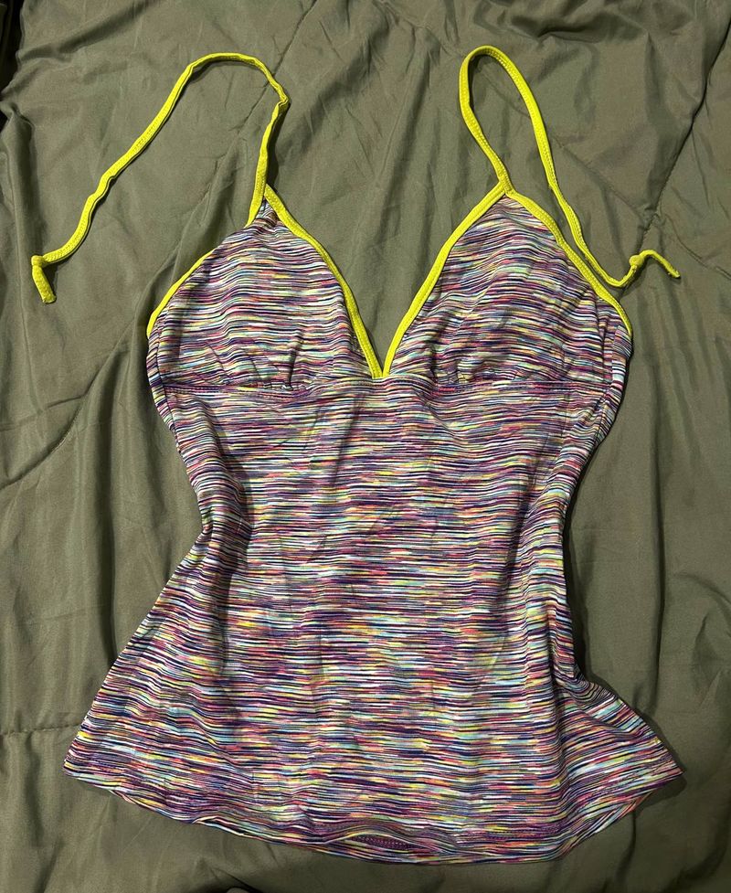 Striped Y2K Halterneck Top
