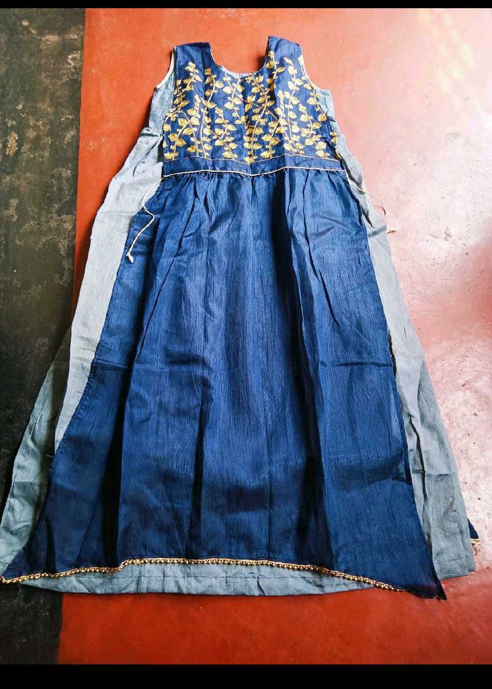 Elegant Blue Embroidered Ethnic Gown