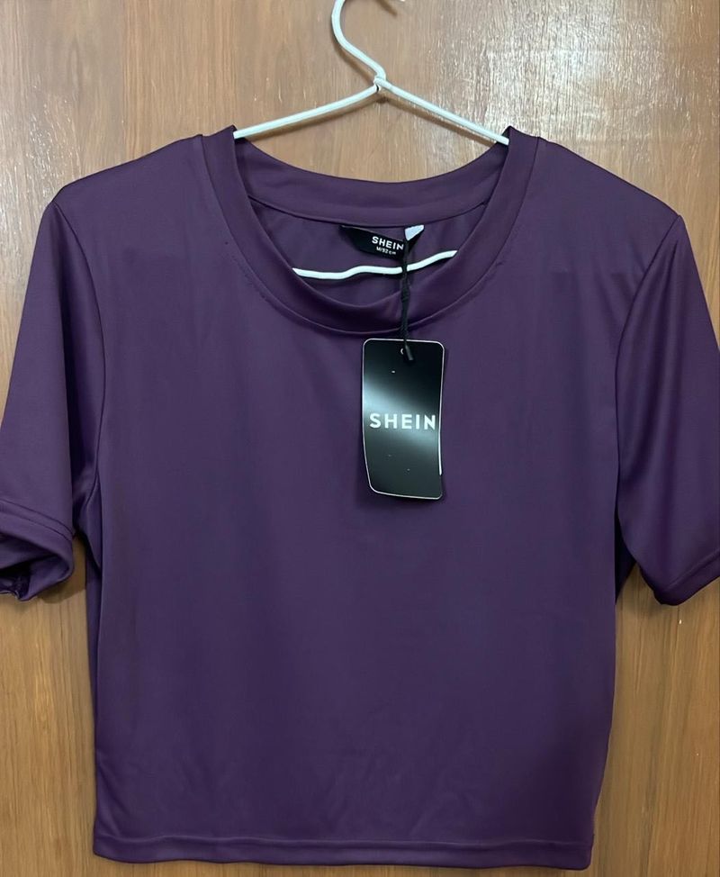 Shein Purple Cropped T-Shirt