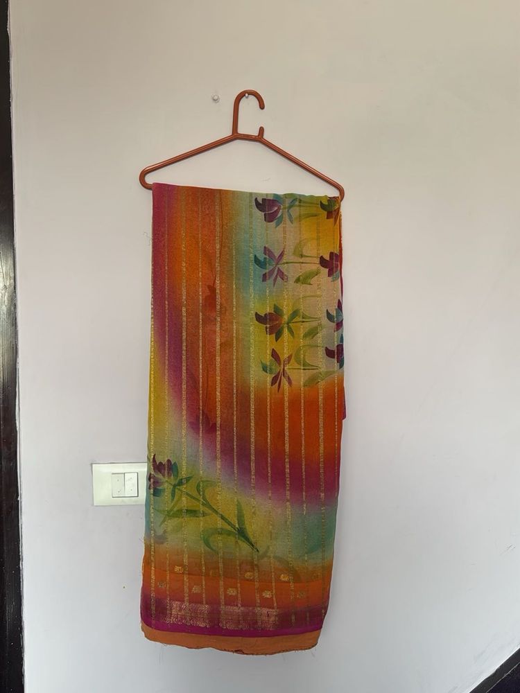 Vibrant Floral Print Saree