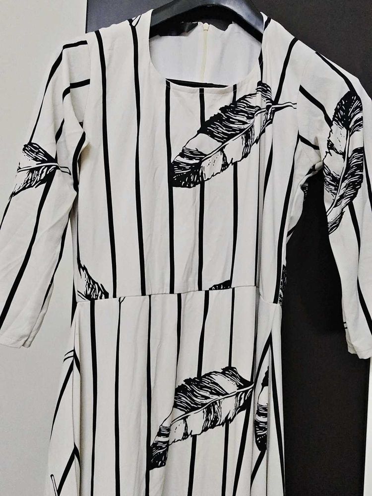 White Black Printed Maxi Dress