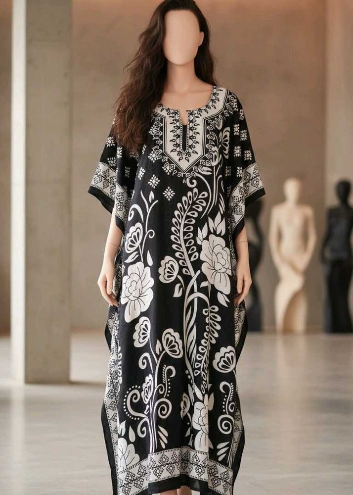 Black &amp; White Print KAFTAN