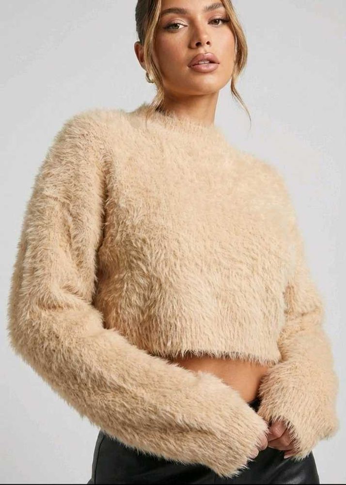 Fuzzy Knit Cropped Sweater