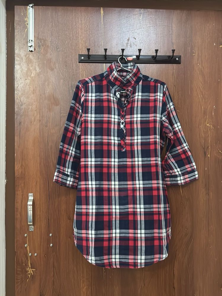 Red &amp; Blue Plaid Tunic Top