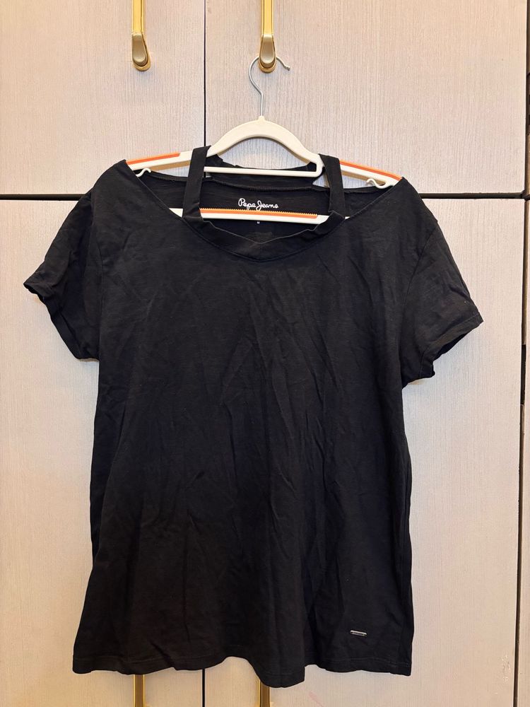 Pepe Jeans Black Cut-Out T-Shirt