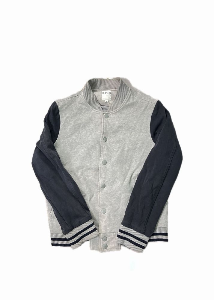 TOPTEN Grey &amp; Black Varsity Jacket