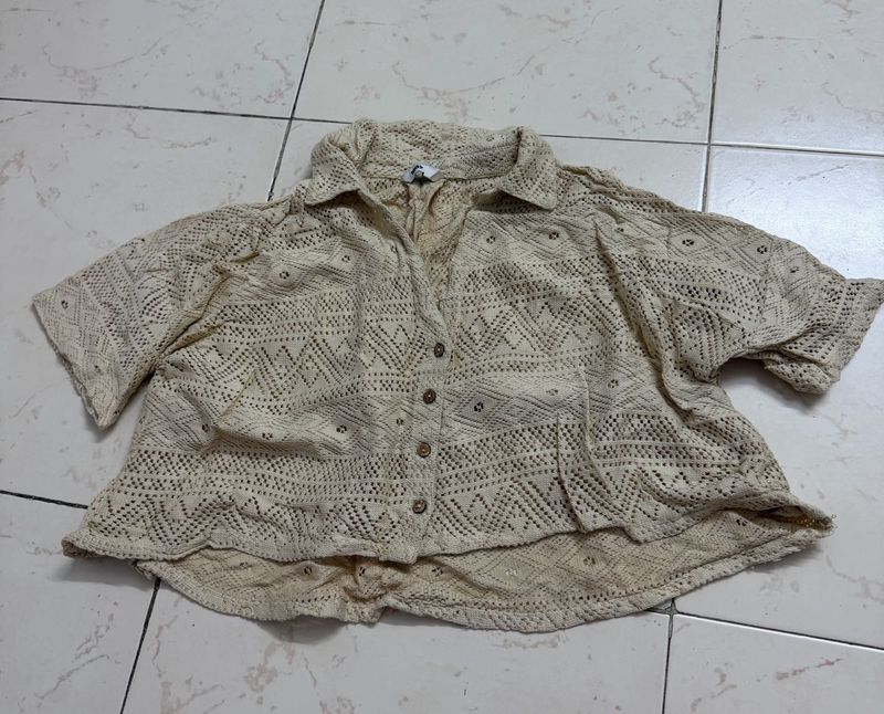 Boho Cropped Lace Shirt