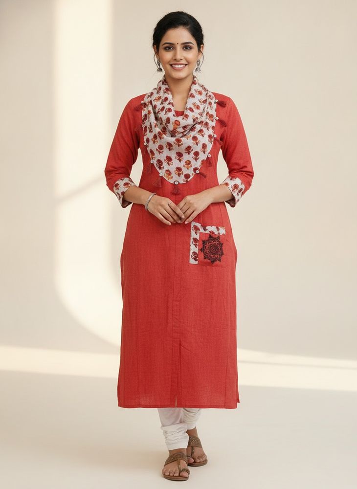 Beautiful Red Printed Kurta dress