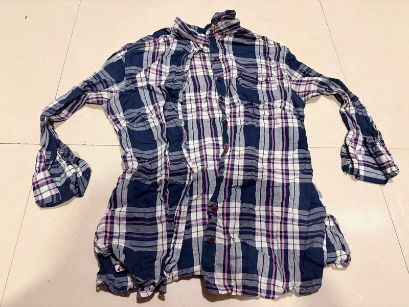 Stylish Plaid Long Sleeve Tunic Shirt