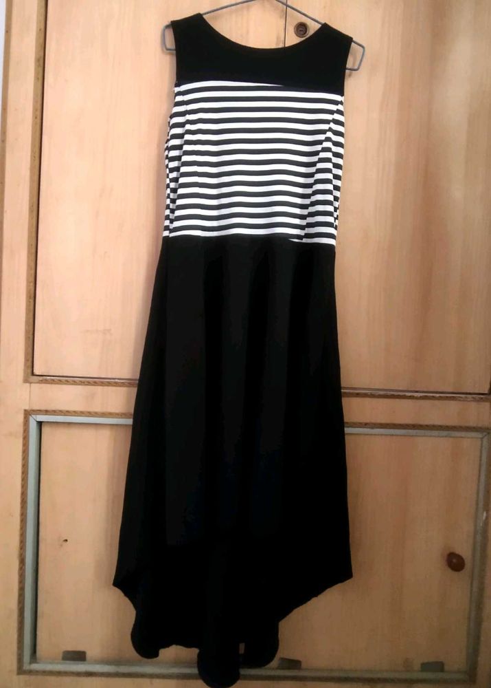 Striped Black &amp; White Midi Dress