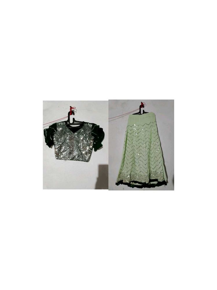Sequined Blouse &amp; Skirt Set