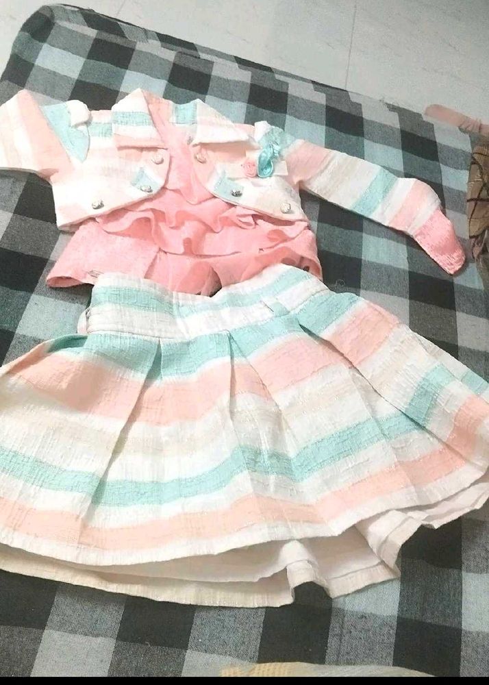 Girls' Striped Skirt Set