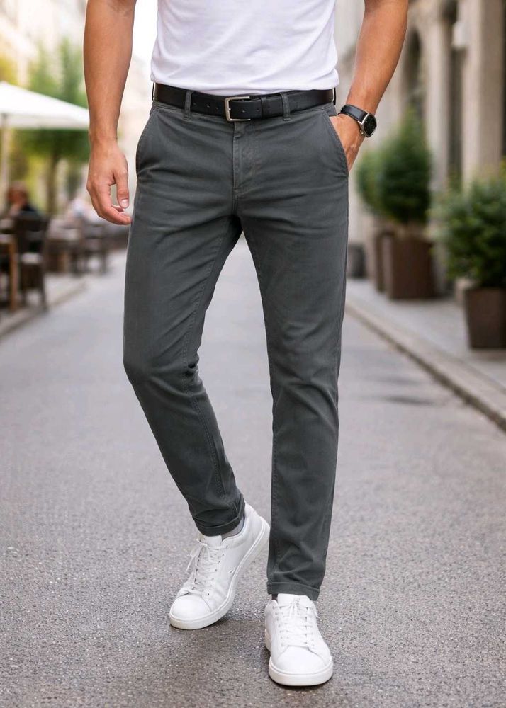 Men's Dark Grey Casual Pants