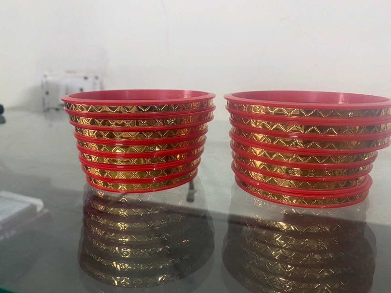 Red &amp; Gold Bangle Set rajputi dhalu se