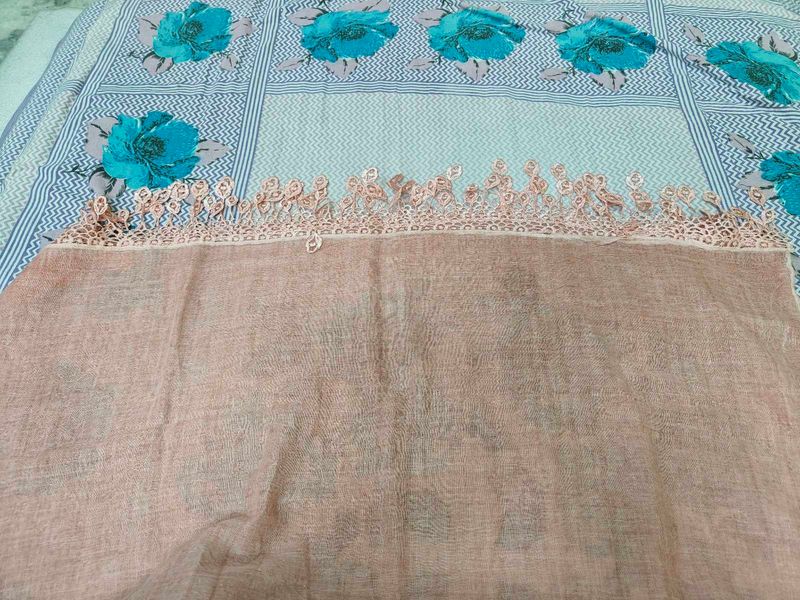 Peach Embroidered Dupatta
