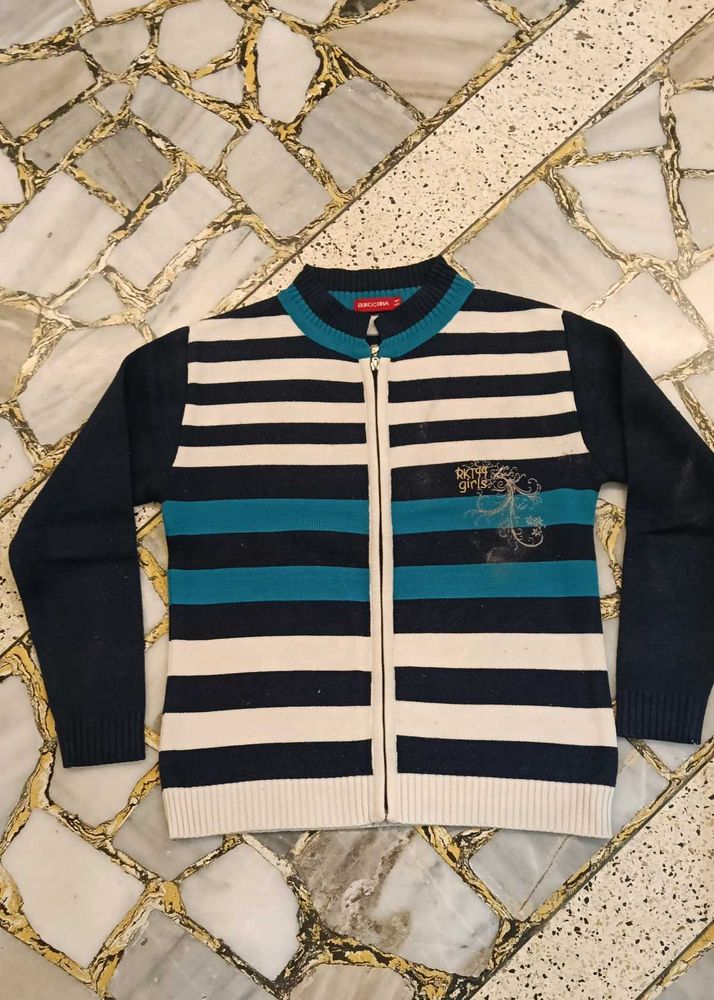 Striped Zip-Up Sweater