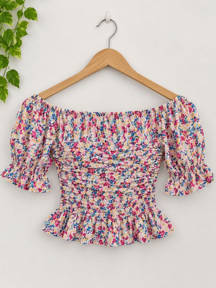 Floral Smocked Off-Shoulder Top