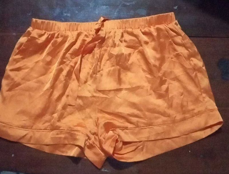 Orange Satin Shorts
