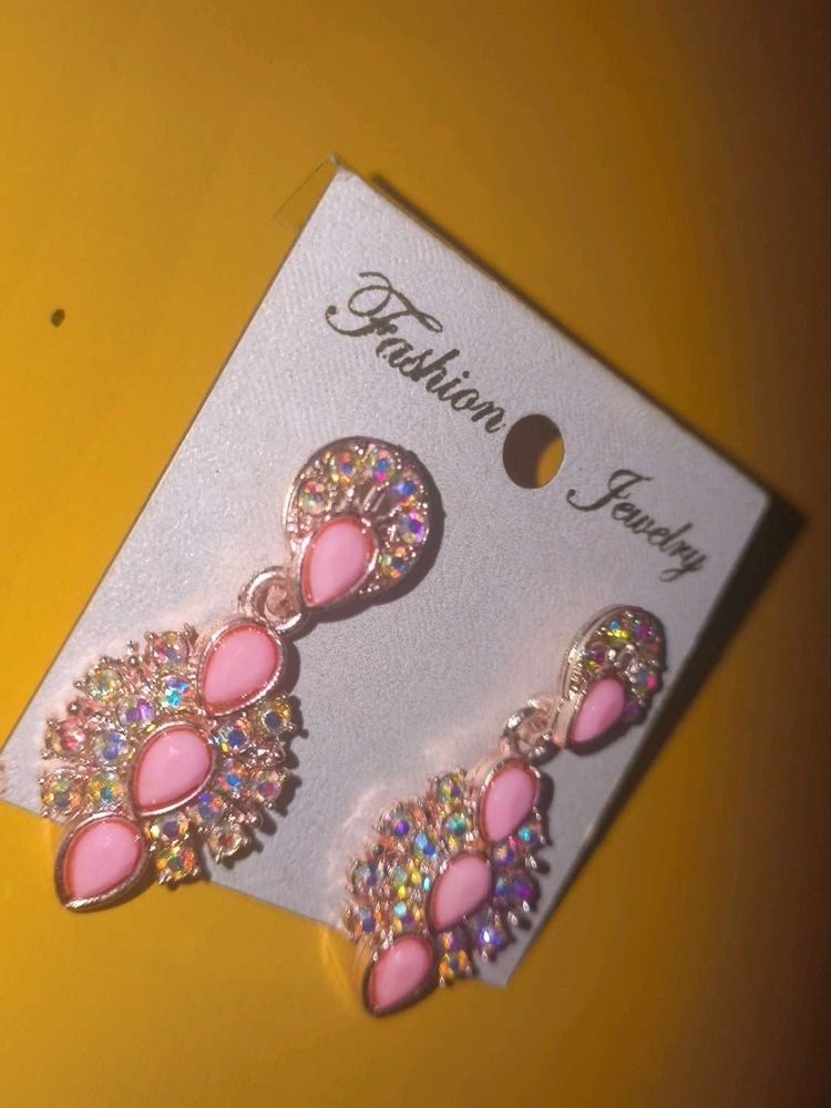 Pink Gemstone &amp; Crystal Earrings