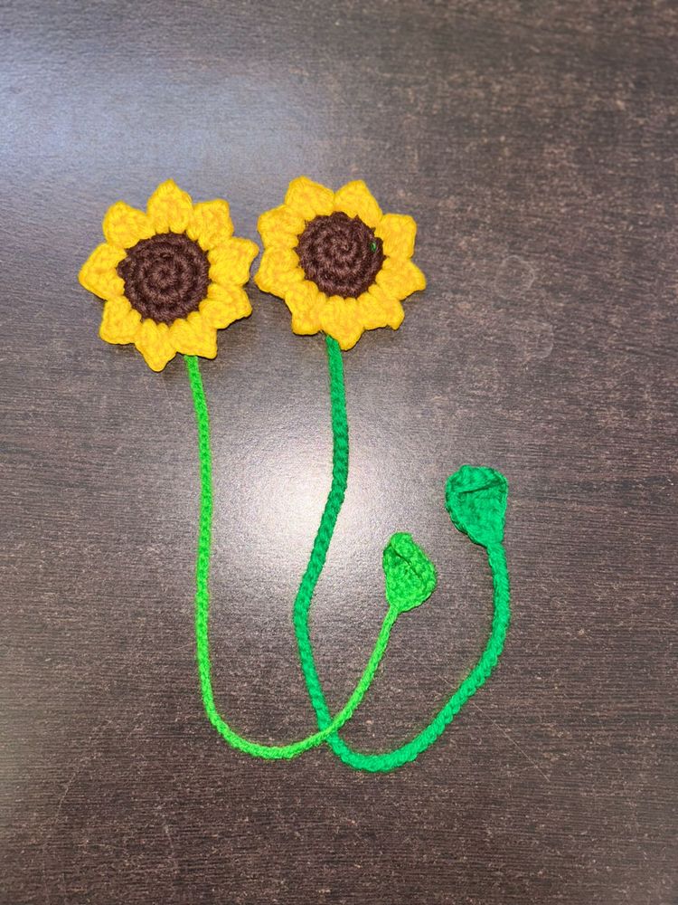 Handmade Crochet Sunflower Bookmarks