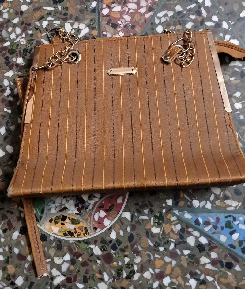 Stylish Brown Striped Shoulder Bag
