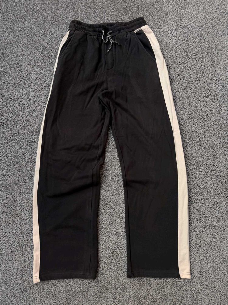 Black Track Pants with White Stripes