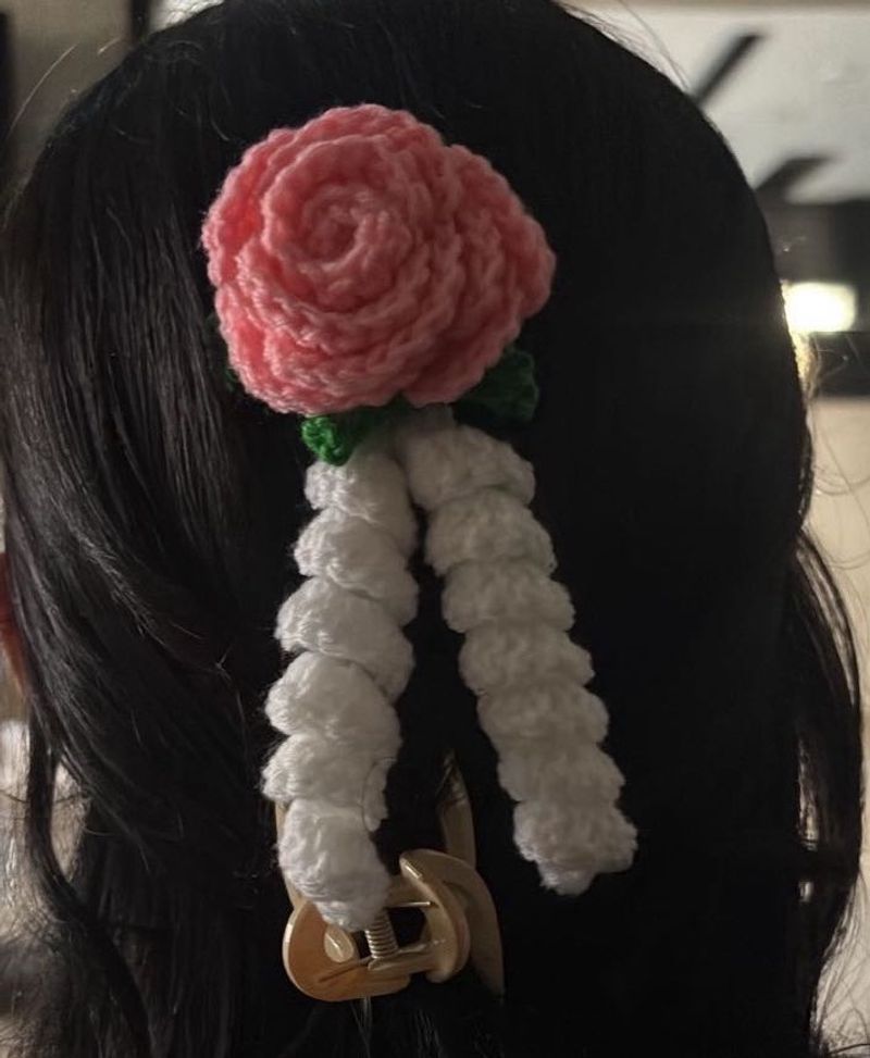 Handmade Crochet Flower Hair Claw Clip
