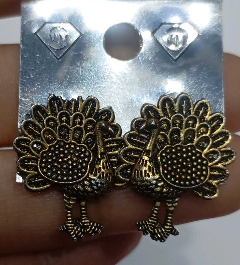 Peacock Design Stud Earrings