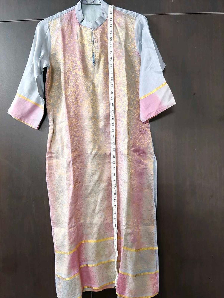 Elegant Silk Kurta with Chinese collar