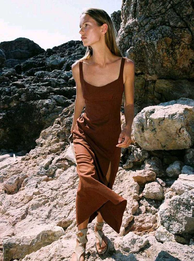 Zara linen blend midi dress