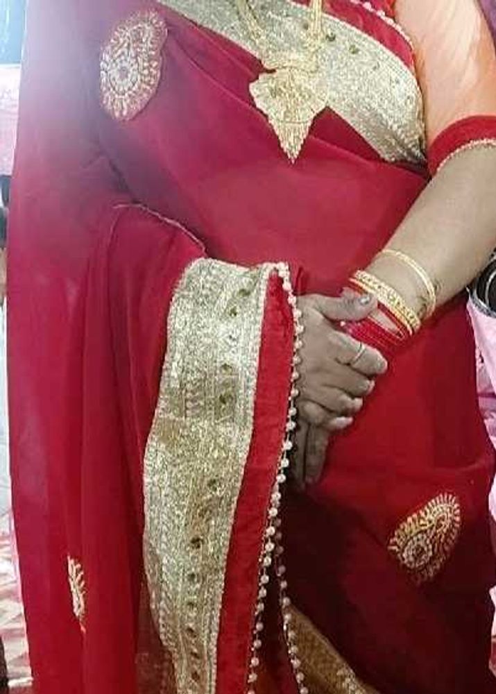 Elegant Red Embroidered Saree