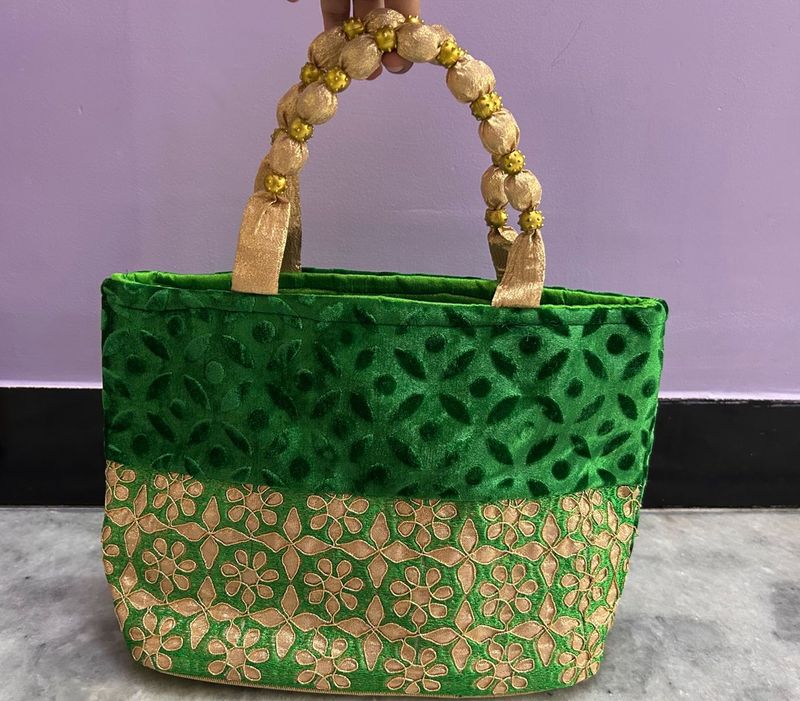 Designer Green Velvet Handbag