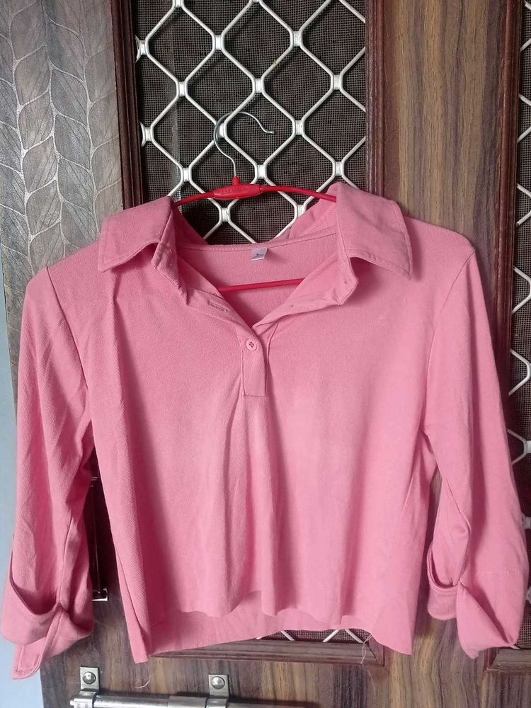 Pink collar top✨