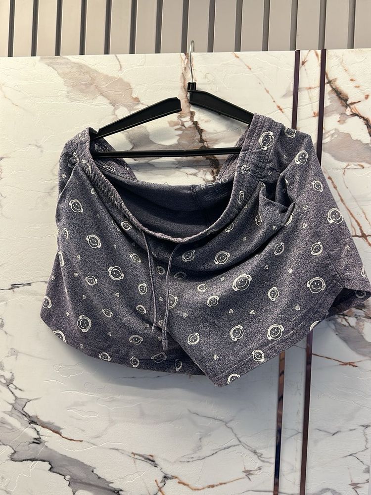 Cozy Smiley Print Sleep Shorts