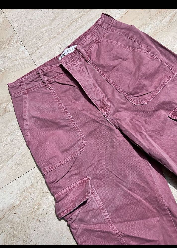 ZARA pink Cargo Jeans