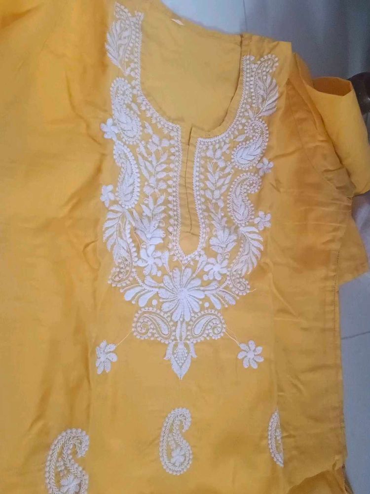 Yellow Embroidered Kurta