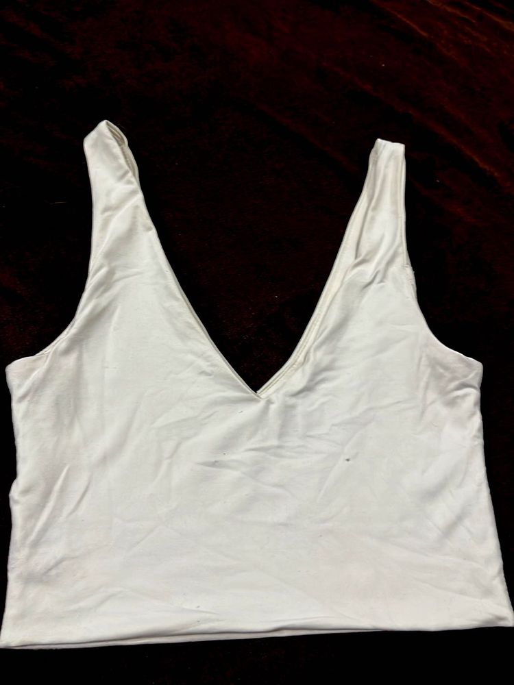 White V-Neck Tank Top