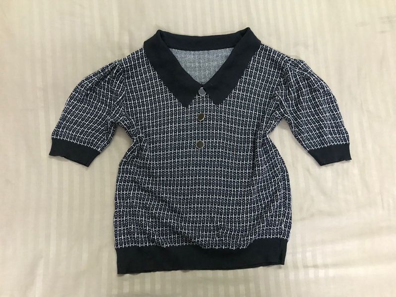 Korean Checked Knit Top Bust 36