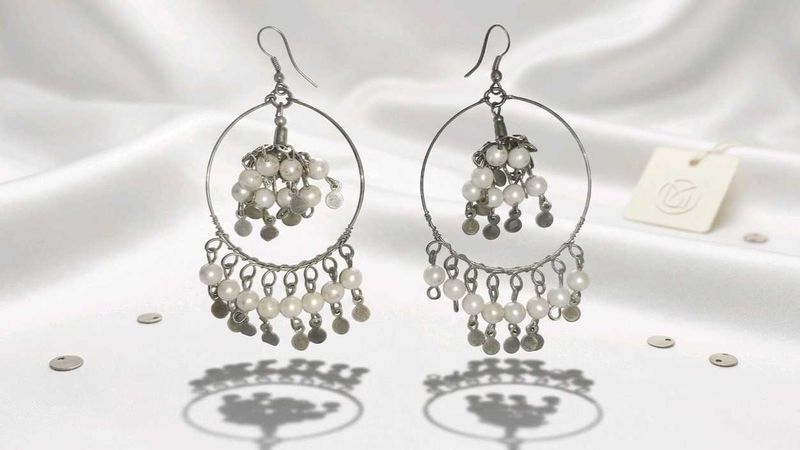 🤍 ARTISANAL PEARL &amp; GHUNGROO HOOP EARRINGS