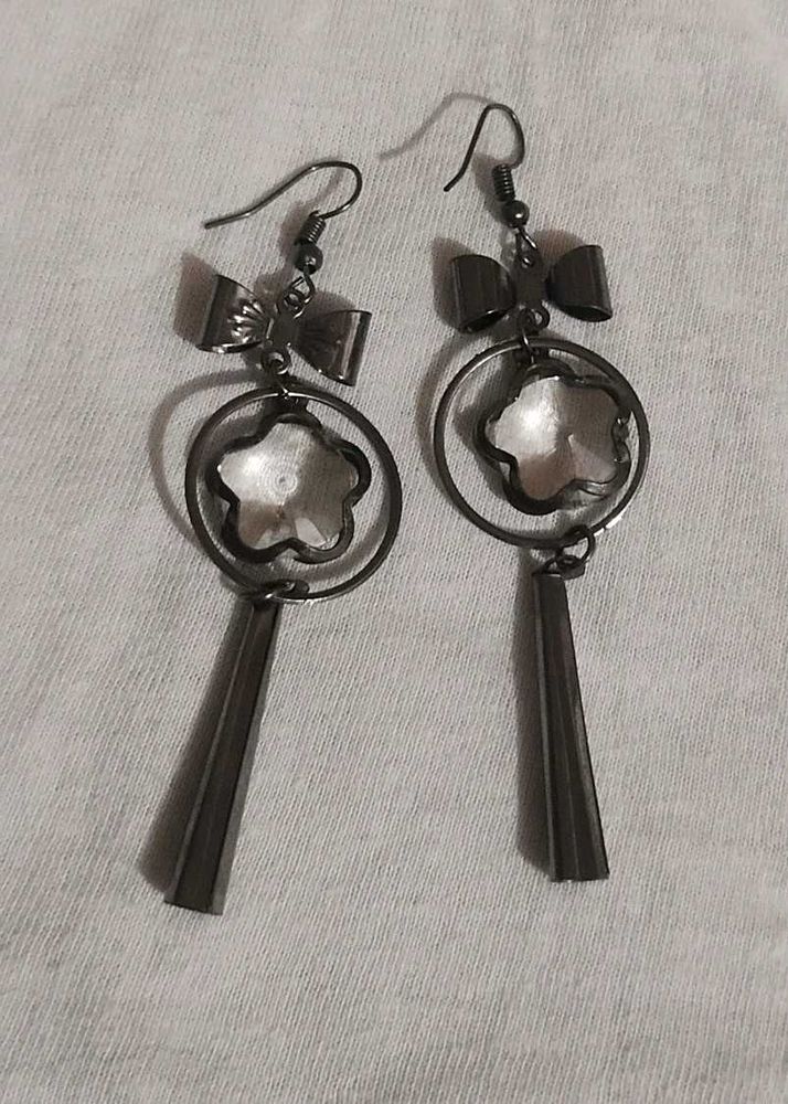 Unique Bow &amp; Flower Dangle Earrings