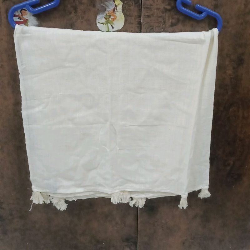 off white khadi stole cum dupaata with tassels at the end. no flaw not used at all