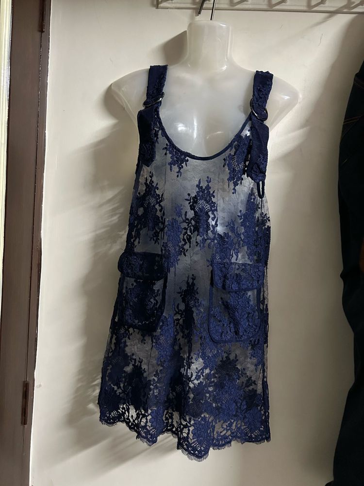 Sheer Lace Overlay Dress