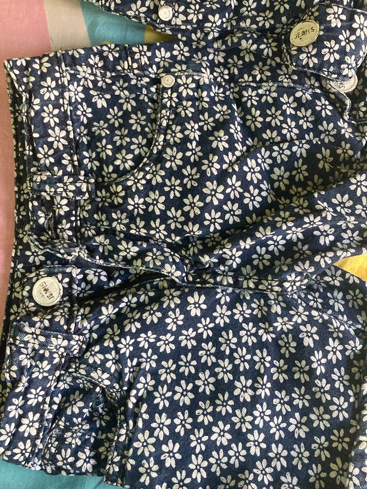 Denim Printed Shorts For Twins