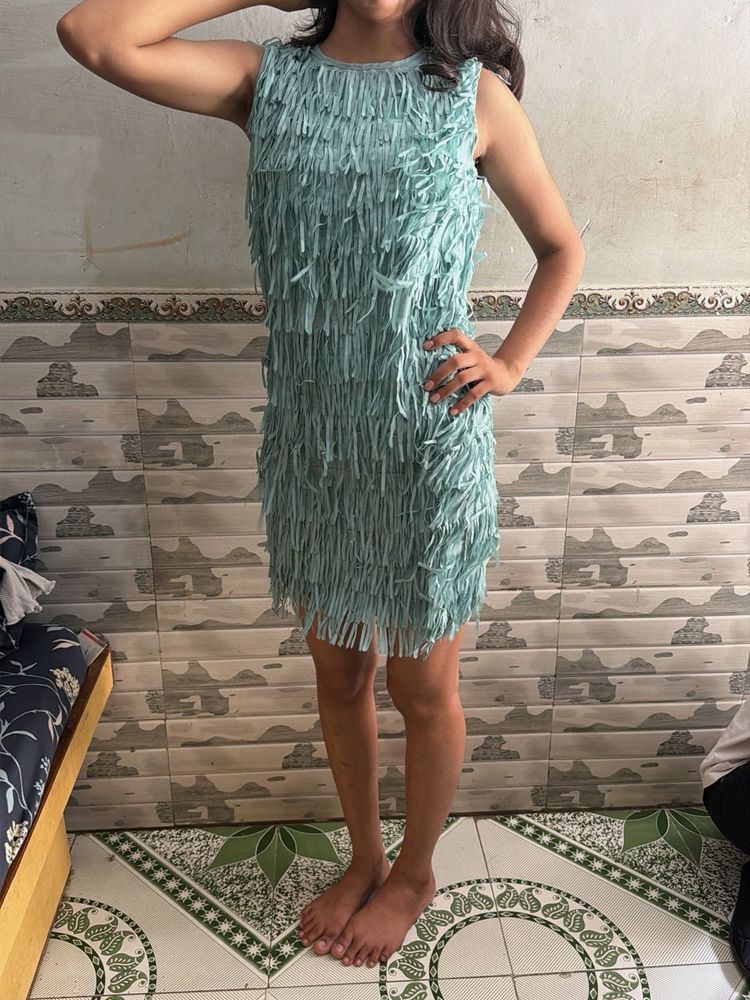 Fringed Sleeveless Mini Dress