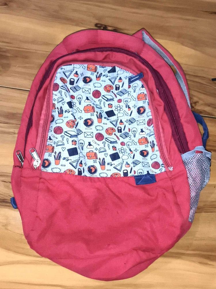 Red Backpack with School Print