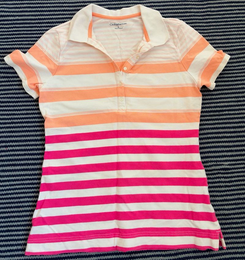 Croft &amp; Barrow Women’s Striped Collared T-shirt