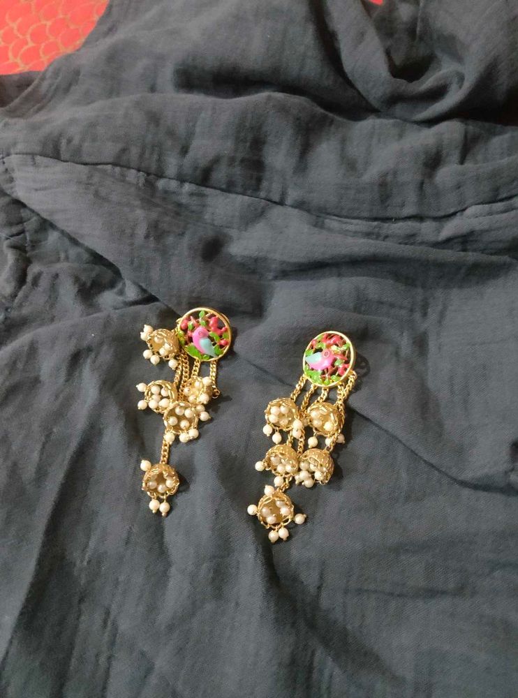 Elegant Peacock Design Jhumka Earrings