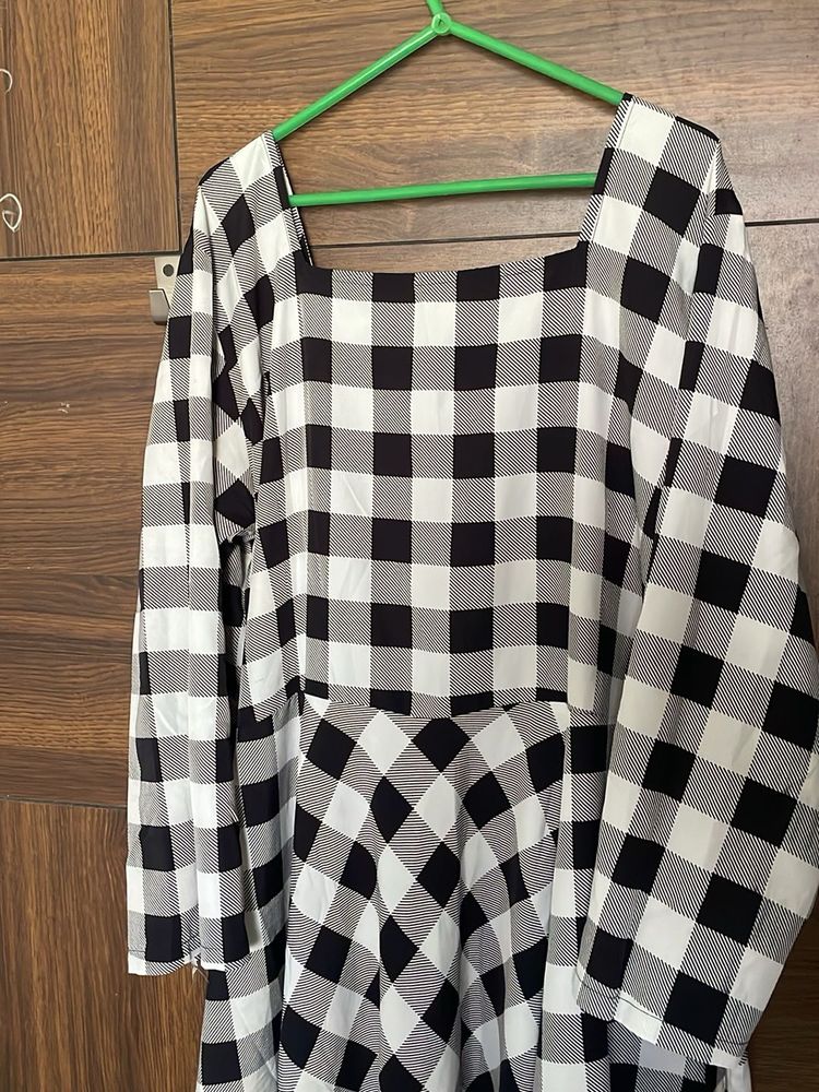 Monochrome Checkered Dress