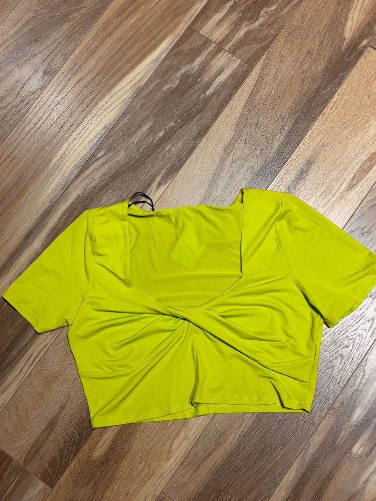 Neon Twist Front Crop Top